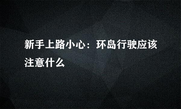 新手上路小心：环岛行驶应该注意什么