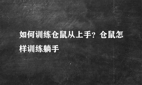 如何训练仓鼠从上手？仓鼠怎样训练躺手