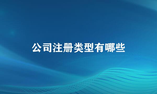 公司注册类型有哪些