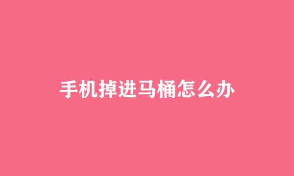 手机掉进马桶怎么办