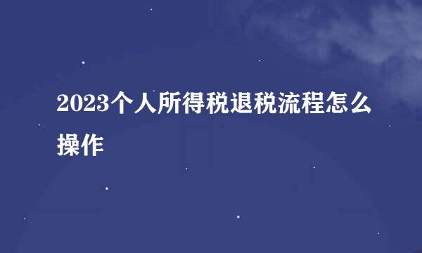 2023个人所得税退税流程怎么操作