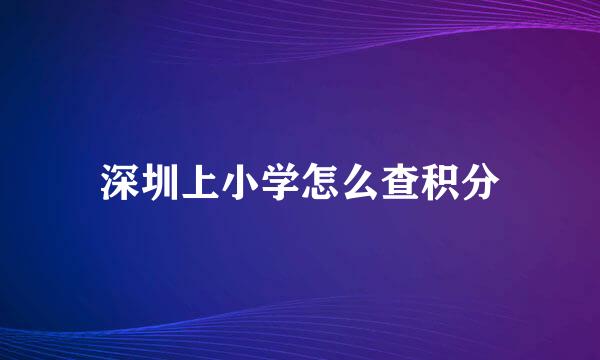 深圳上小学怎么查积分