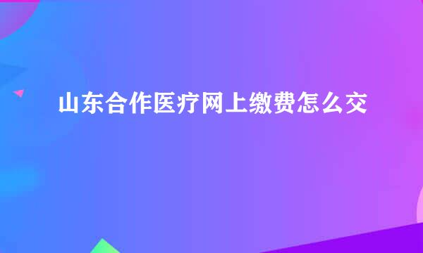 山东合作医疗网上缴费怎么交