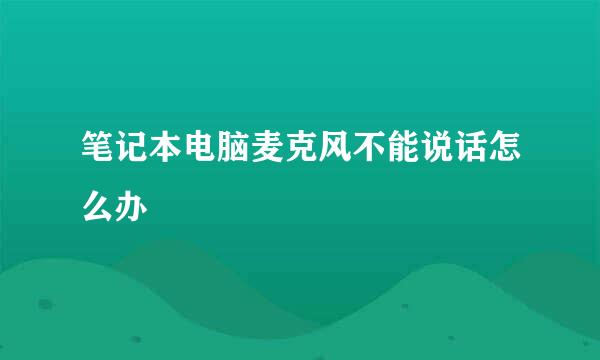 笔记本电脑麦克风不能说话怎么办
