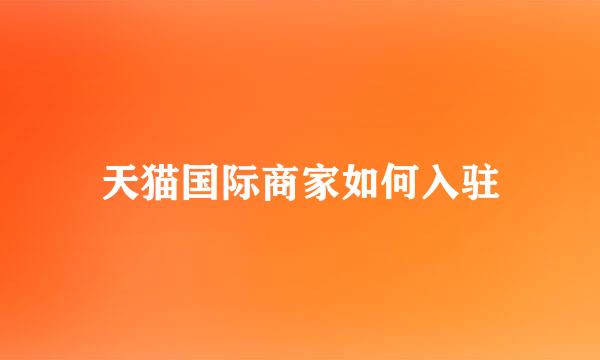 天猫国际商家如何入驻