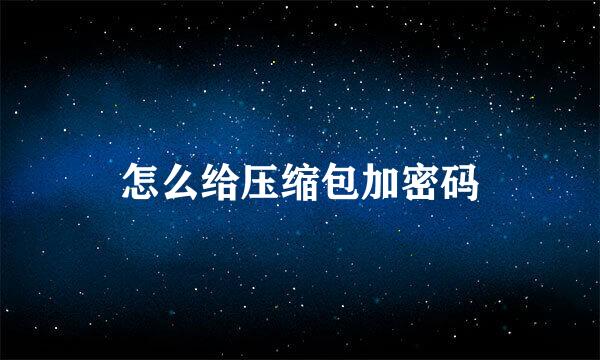 怎么给压缩包加密码