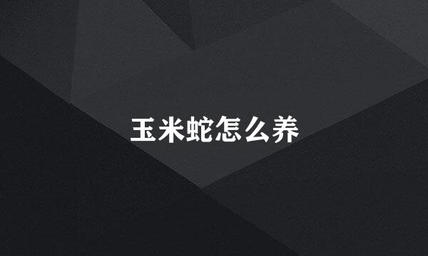 玉米蛇怎么养