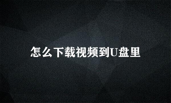 怎么下载视频到U盘里
