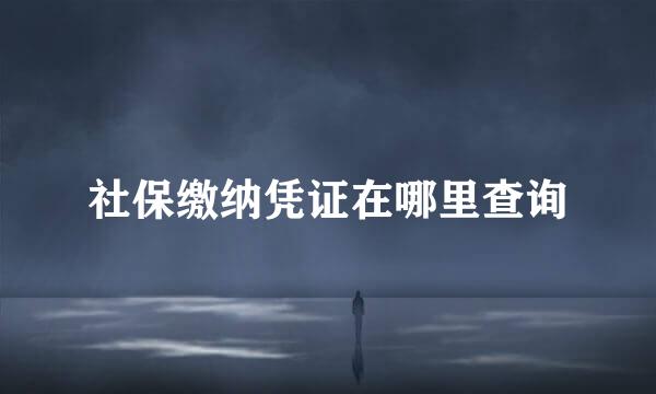 社保缴纳凭证在哪里查询