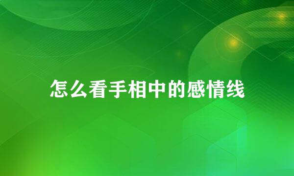 怎么看手相中的感情线