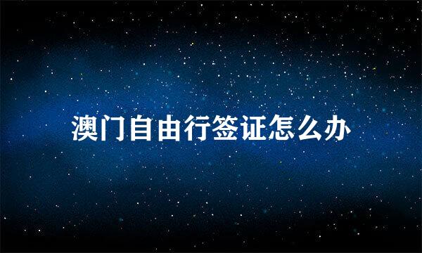 澳门自由行签证怎么办