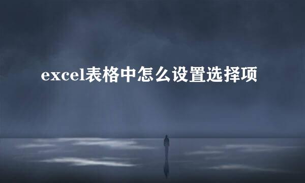 excel表格中怎么设置选择项