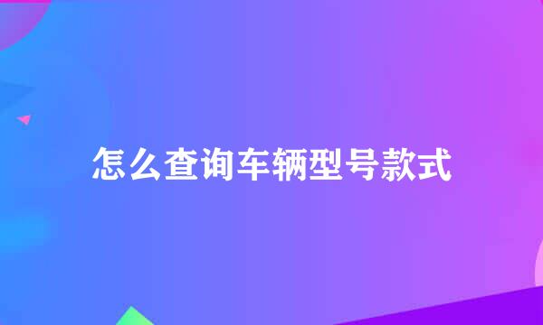怎么查询车辆型号款式