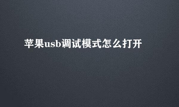 苹果usb调试模式怎么打开