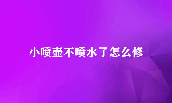 小喷壶不喷水了怎么修