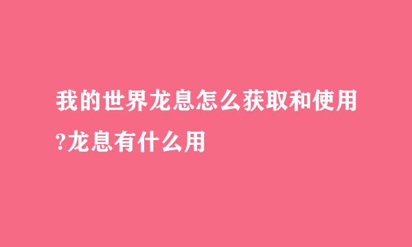 我的世界龙息怎么获取和使用?龙息有什么用