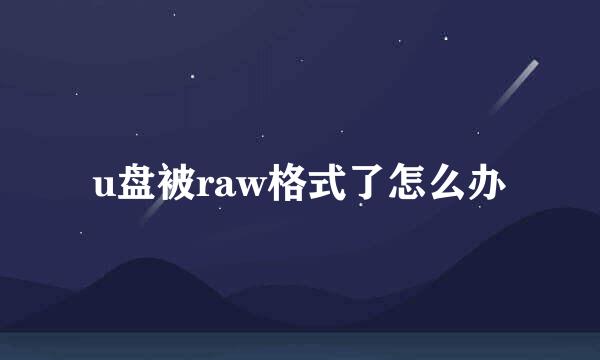 u盘被raw格式了怎么办
