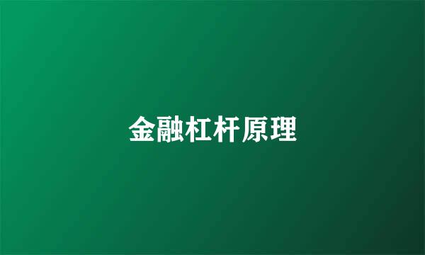 金融杠杆原理