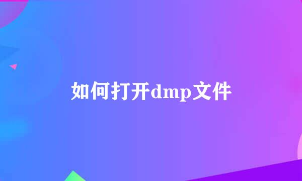 如何打开dmp文件