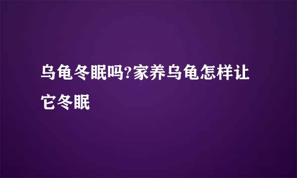 乌龟冬眠吗?家养乌龟怎样让它冬眠