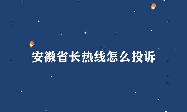 安徽省长热线怎么投诉