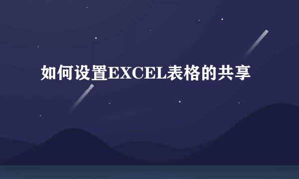 如何设置EXCEL表格的共享