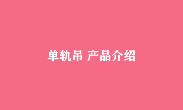 单轨吊 产品介绍