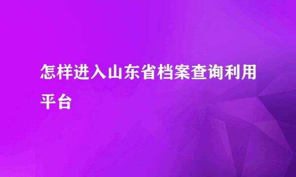 怎样进入山东省档案查询利用平台
