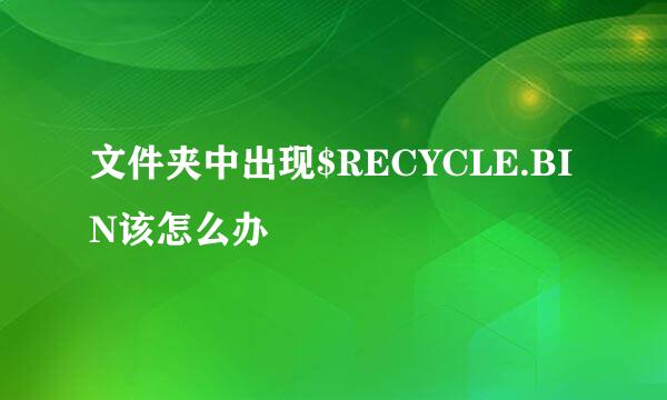 文件夹中出现$RECYCLE.BIN该怎么办