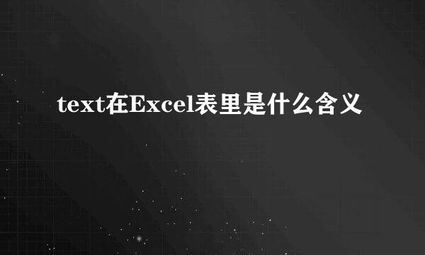 text在Excel表里是什么含义