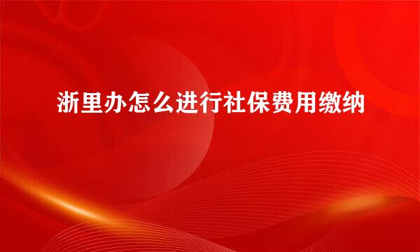 浙里办怎么进行社保费用缴纳