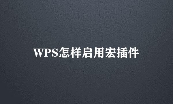 WPS怎样启用宏插件