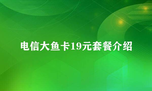 电信大鱼卡19元套餐介绍