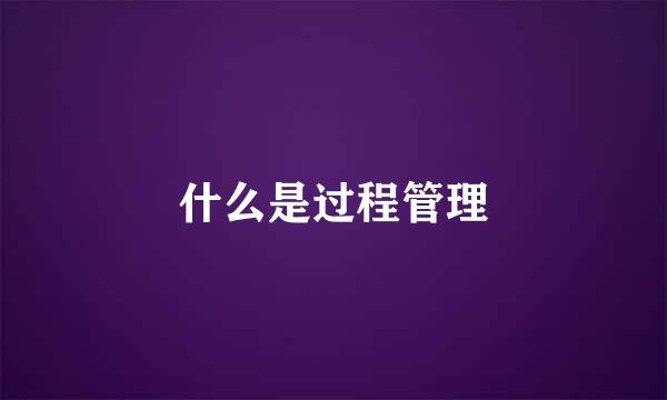 什么是过程管理