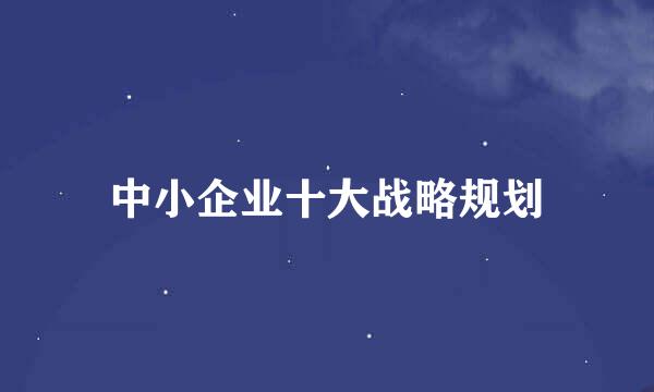 中小企业十大战略规划