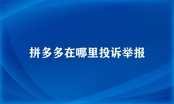 拼多多在哪里投诉举报