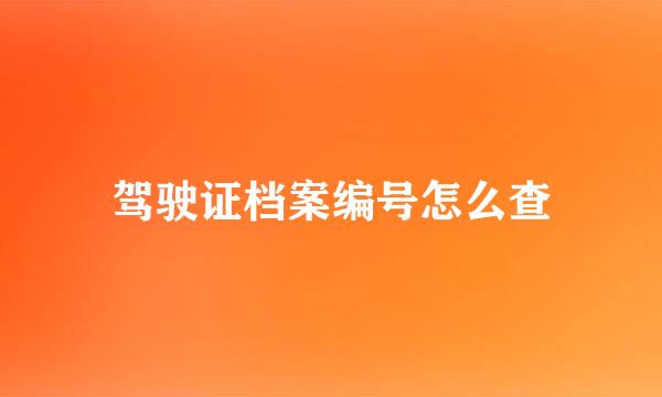 驾驶证档案编号怎么查