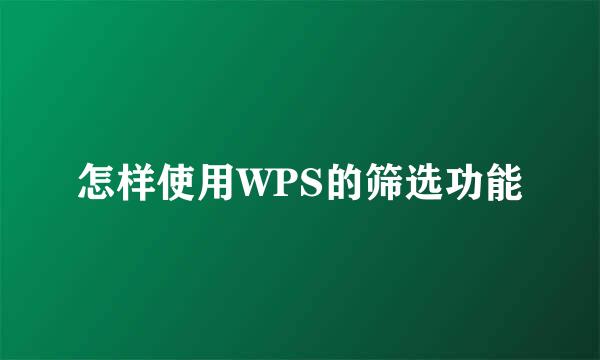 怎样使用WPS的筛选功能