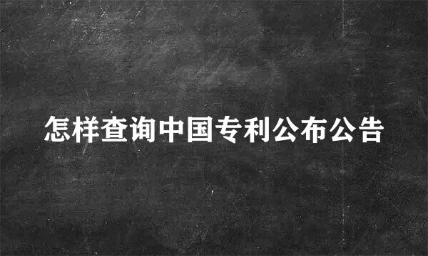 怎样查询中国专利公布公告