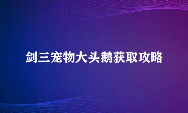 剑三宠物大头鹅获取攻略