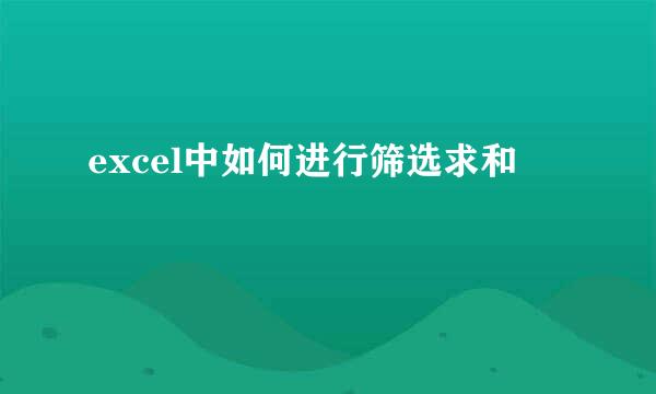 excel中如何进行筛选求和