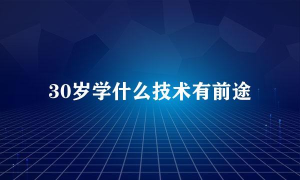 30岁学什么技术有前途