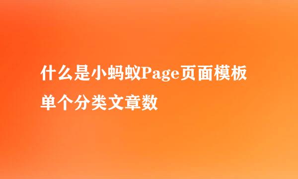 什么是小蚂蚁Page页面模板单个分类文章数