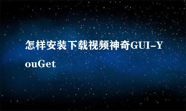 怎样安装下载视频神奇GUI-YouGet