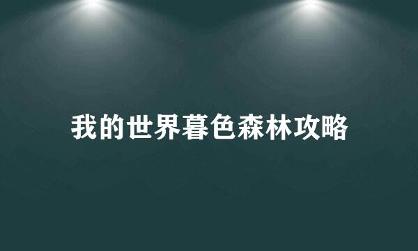 我的世界暮色森林攻略