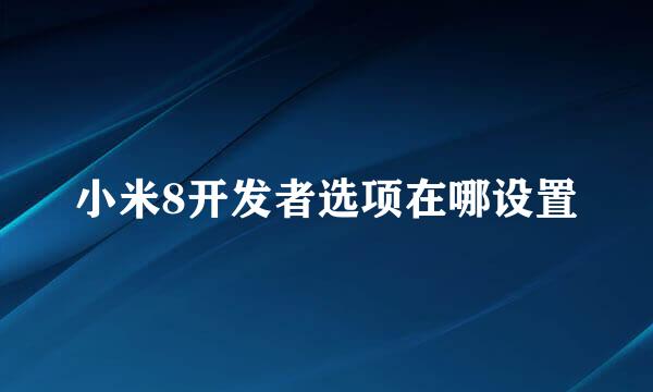 小米8开发者选项在哪设置