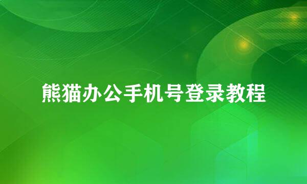 熊猫办公手机号登录教程