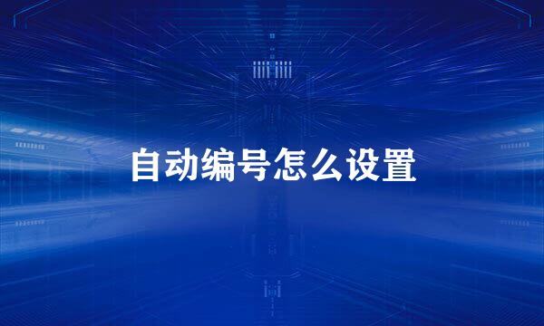 自动编号怎么设置
