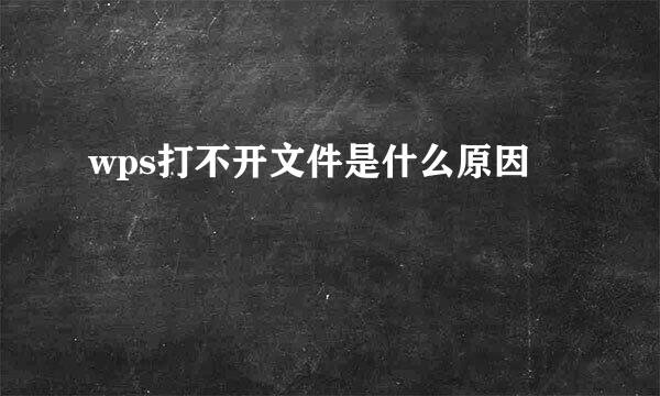 wps打不开文件是什么原因