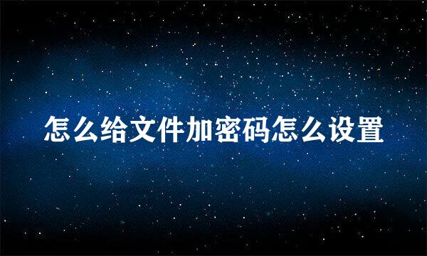 怎么给文件加密码怎么设置